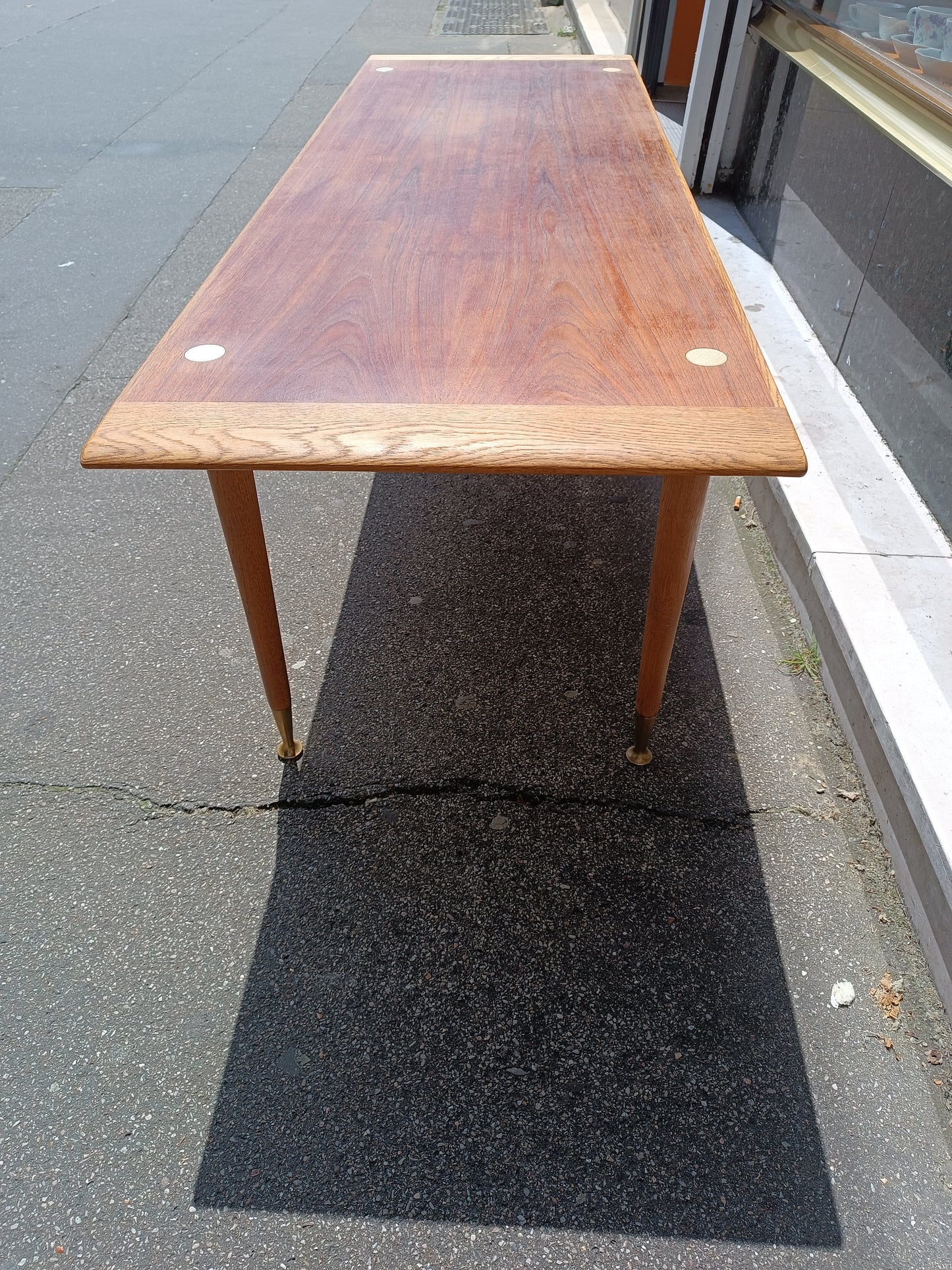 Table basse scandinave MidCentury en teck et chêne