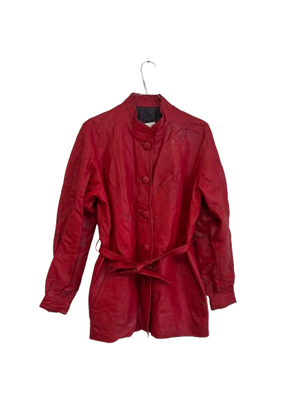 Veste en cuir rouge