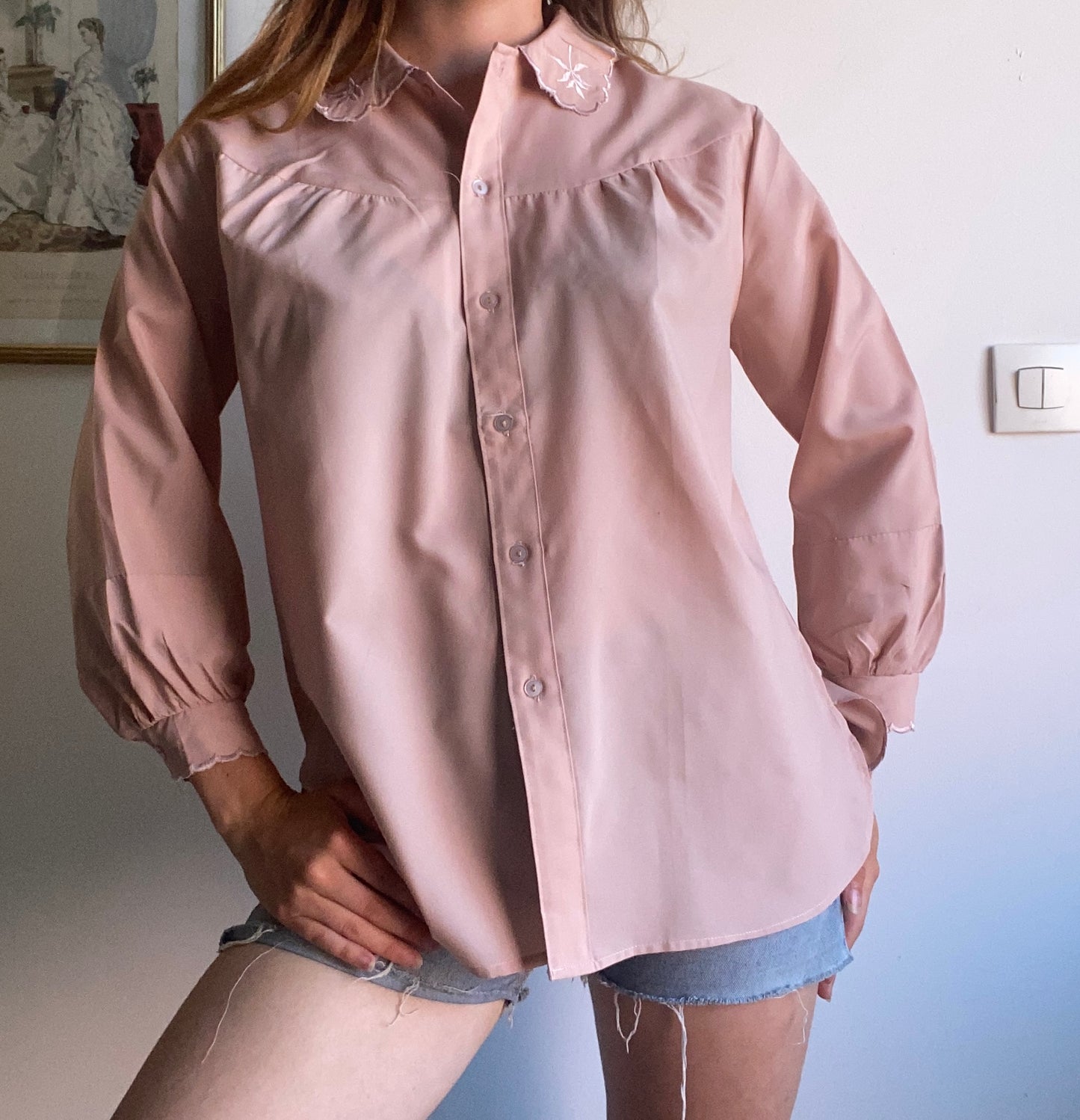 Chemise brodée 80s